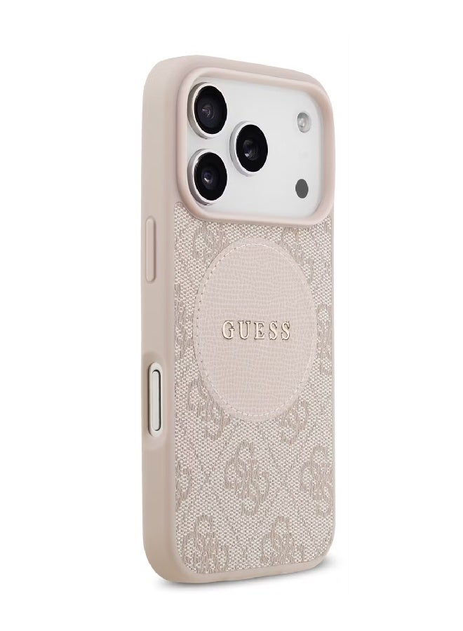 Guess MagSafe 4G PU Leather Case with Round Patch & Classic Logo for iPhone 17 Pro - Pink - Image 5